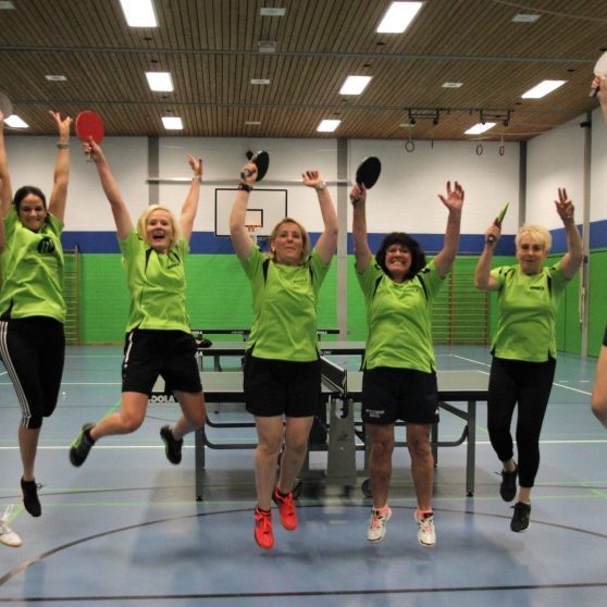 Allen Grund zur Freude hatte das Hüttenfelder Damen-Tischtennisteam nach seinem 6:4-Erfolg in Kirschhausen.