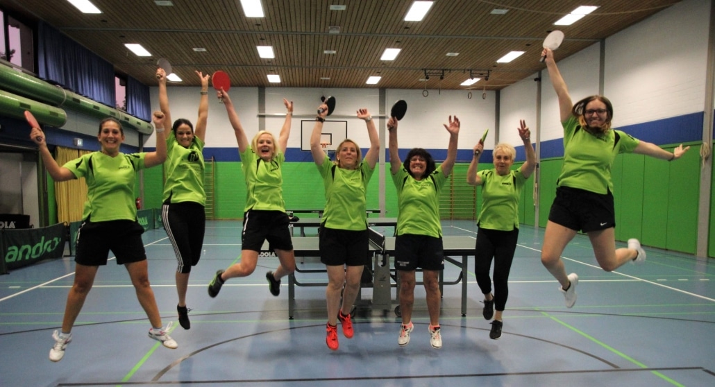 Allen Grund zur Freude hatte das Hüttenfelder Damen-Tischtennisteam nach seinem 6:4-Erfolg in Kirschhausen.